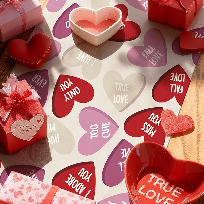 OHOME Valentines Day Decorations - Valentines Table Runner | Valentines Day Decor Party Favors Supplies - Galentines Day Decorations Centerpiece Accessories for Home Kitchen