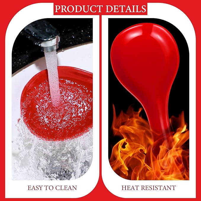 Patelai Ceramic Spoon Rest Spoon Holder Stovetop for Kitchen Stove Coffee Bar Accessories Christmas Gift(Red,Classic Style)