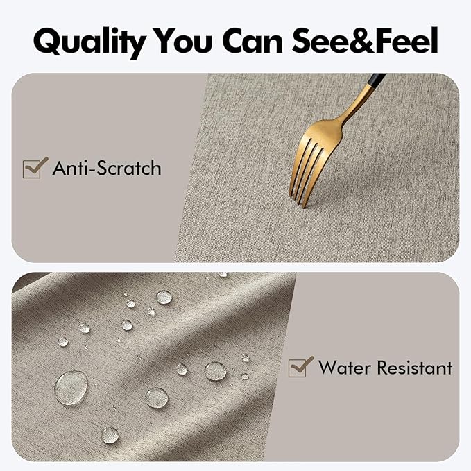 MIULEE Linen Rectangle Linen Polyester Tablecloth with Decorative Cutouts Spring Waterproof Stain Resistant & Shrink-Proof Table Cloth 60x84 inch Farmhouse Style for Dining Wedding and Outdoor