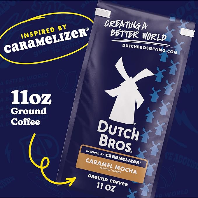 Dutch Bros® Caramel Mocha Ground Flavored Coffee Inspired by Caramelizer®, Bagged 11oz