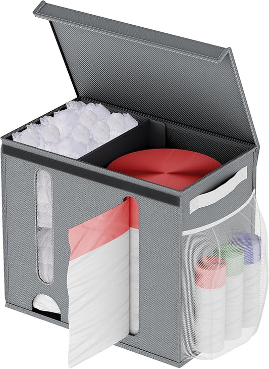 NiHome 2-in-1 Nonwoven Fabric Trash Bag Dispenser & Grocery Bag Holder, Large Adjustable Organizer for 4-33 Gallon Rolls, Wall-Mounted or Countertop Use, Multi-Purpose for Kitchen, Bathroom (Gray)