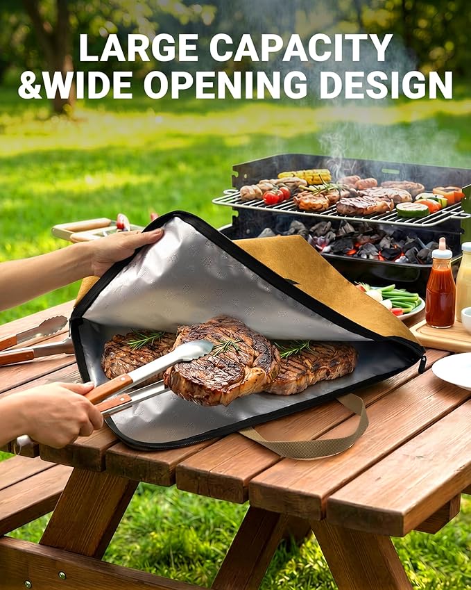 BBQ Blanket for Resting Meat,24in Reusable Insulated Meat Resting Bag with Wide Mouth for Brisket,Turkey,Pork Shoulder,Grill and Smoker Accessories,Camping Outdoor Gifts for Men Dad