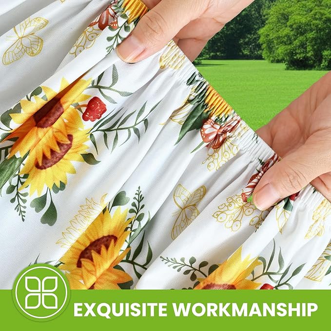 Smiry Spandex Fitted Tablecloth for 4 Foot Rectangle Tables, Washable Picnic Table Cover with Elastic, Stretch Reusable Table Cloth for Outdoor, Camping, Dining & Kitchen (Sunflower, 24"x48")
