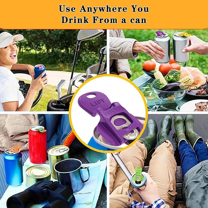 12PCS Colorful Can Tab Openers & Leak-Proof Drink Covers – One-Hand Soda Can Opener and Reusable Protector Caps for Coke, Beer, Soda, and Aluminum Cans