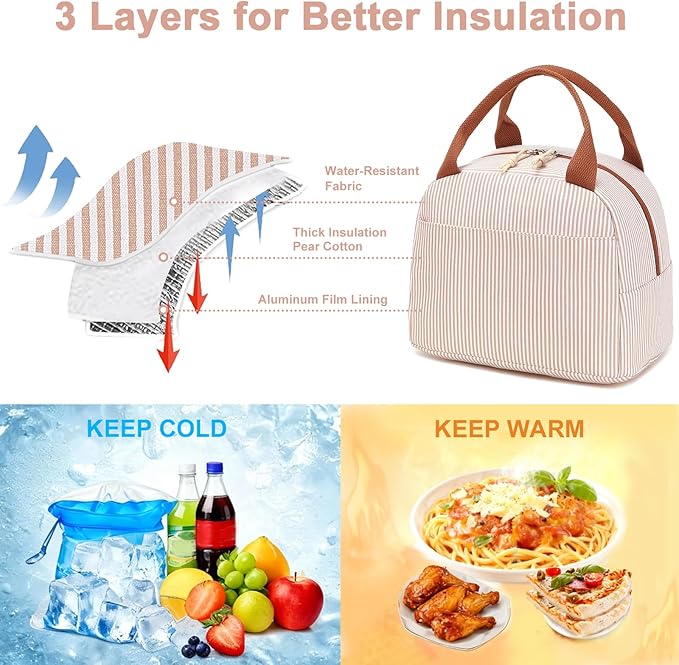 Bluboon Lunch Box for Women Men Cute Lunch Bag Reusable Insulated Lunch Bags Large Capacity Lunchbox Cooler for Work Picnic or Travel
