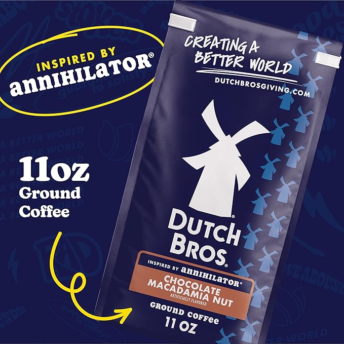 Dutch Bros® Chocolate Macadamia Nut Ground Flavored Coffee Inspired by Annihilator®, Bagged 11oz (Pack of 3)