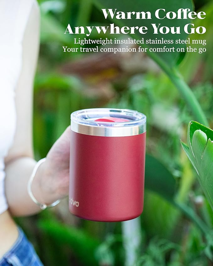 4 Pack 12oz Insulated Coffee Mug with Lid – Double Wall Stainless Steel Travel Cups with Handle, Keep Hot & Cold Drinks, Ideal Gift for Coffee Lovers, Office & Camping, Dark (Assort colors)