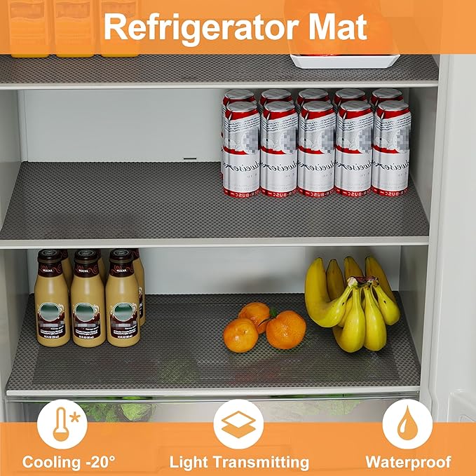 FLPMIX Shelf Liners for Kitchen Cabinets: 16" x 25' Clear Waterproof Drawer Mat - Translucent Grey Non-Adhesive Easy to Cut Refrigerator Liner for Pantry Shelving