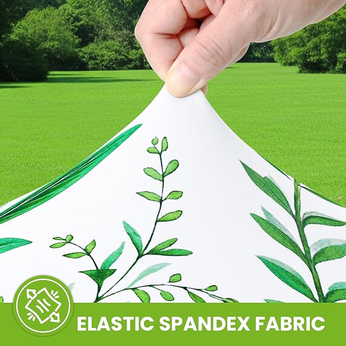 Smiry Spandex Fitted Tablecloth for 4 Foot Rectangle Tables, Washable Picnic Table Cover with Elastic, Stretch Reusable Table Cloth for Outdoor, Camping, Dining & Kitchen (Leaf, 30"x48")