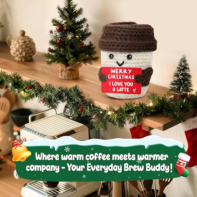 Agantree art for Women Men Holiday Early for Wife Husband Ideas Coffee Lover Crochet Coffee Mug Cup Desk Decoration Stocking Stuffers for Best Friends Daughter Son Grandkids Family
