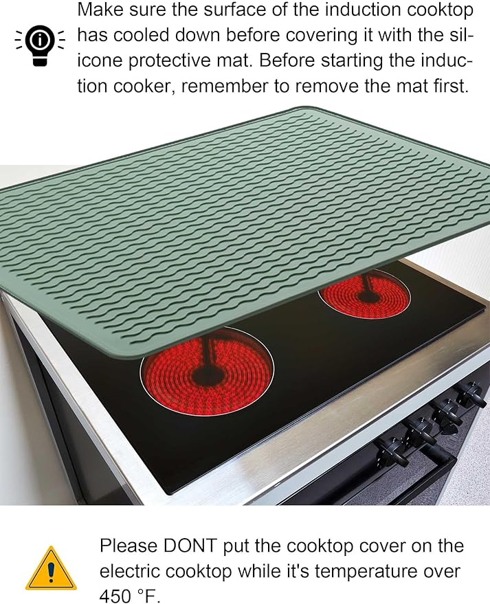XiFEO Stove Top Covers for Electric Stove, Food Grade Heavy Duty Silicone Glass Stove Top Cover Protector, Induction Cooktop Protector, Heat Resistant Range Ceramic Stove Top Covers Mat, Oven Cover