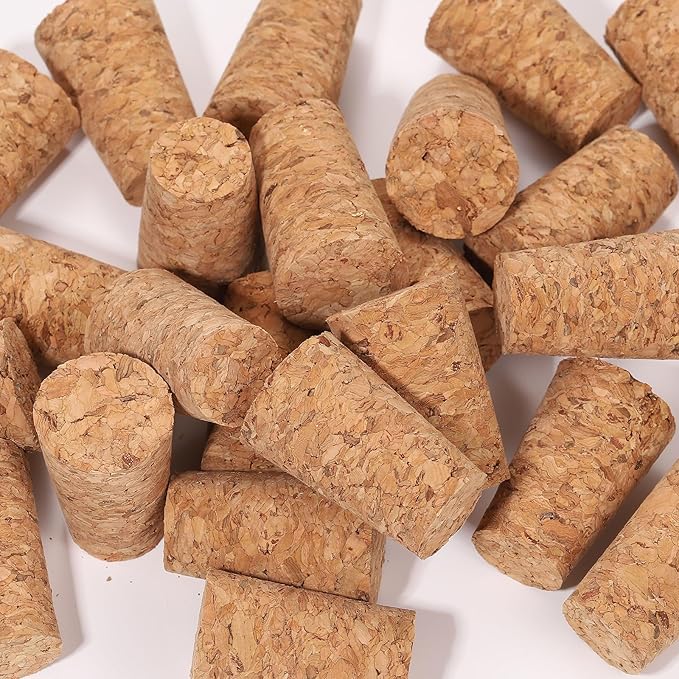 25 Pack Natural Soft Wood Corks, Tapered Cork Wooden Beer Bottle Stopper for Wine Making Craft, Leakproof,DIY Crafts