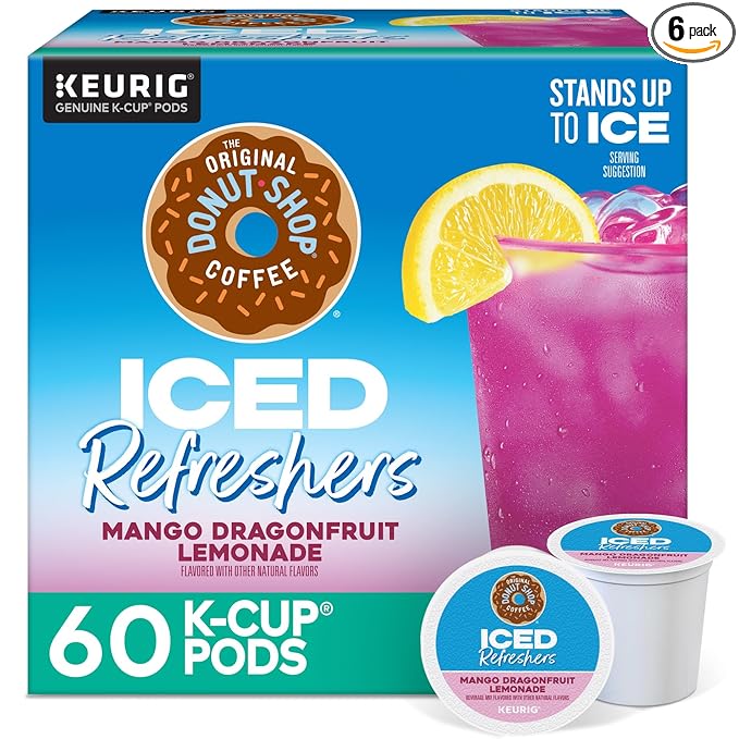 The Original Donut Shop Iced Refreshers, Mango Dragonfruit Lemonade Flavor, Keurig Single Serve K-Cup Pods, 60 Count (6 Packs of 10)