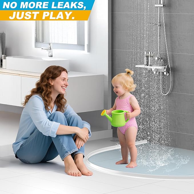 67Inch Shower Threshold Water Dam, Self-Adhesive Silicone Shower Barrier Water Stopper Shower Door Bottom Seal Strip Shower Splash Guard for Bathroom Kitchen Bathtub