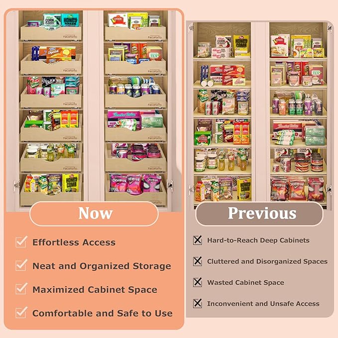 Kitchen Cabinet Organizer, Fully Assembled Drawer Wood Pull Out Tray Drawer Box Cabinet Slide Out Shelve, Wooden Pull-Out Shelf (W30''×D21''×H3'')