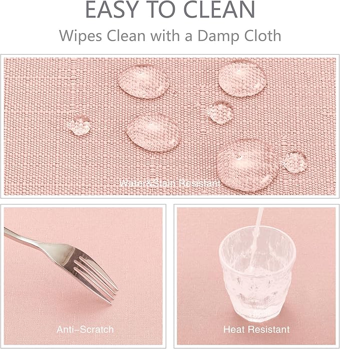 Veblandy Rectangle 8 Feet Tablecloth 60x120 inch Linen Textured Table Cloth Stain and Wrinkle Resistant Washable Polyester, Decorative Table Cover Waterproof for Dining, Buffet and Camping, Pink