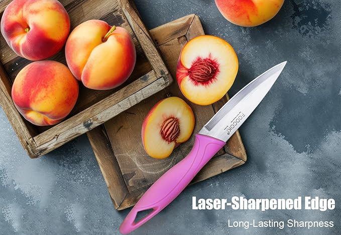 Paring Knife, 4 inch Fruit Paring Knives Set of 4 with Cover Sheath, Small Kitchen Sharp Peeling Cutting for Vegetable Stainless Steel