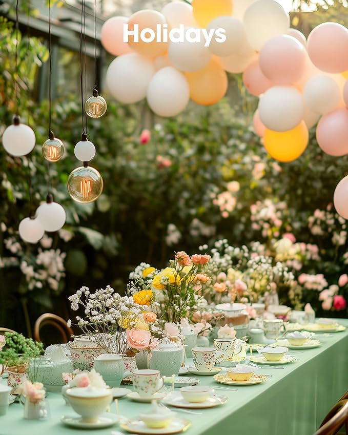 Pureegg Plastic Table Cloth Disposable 10 Pack, 54 x 108 Inch Table Cloths, Easter Party, Decorative Tablecloths, Rectangle, Light, Pastel Plastic Cover, Leakproof & Sturdy, Sage Green