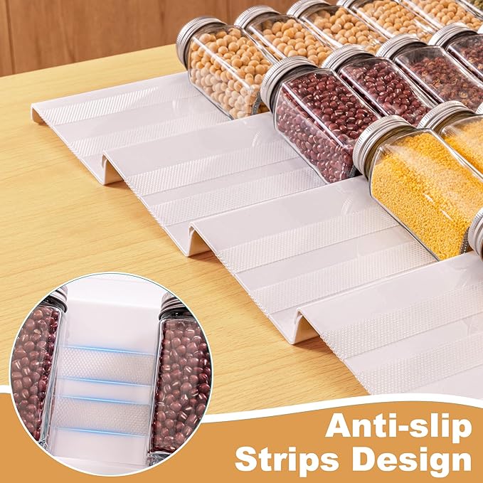 8-Pack Spice Rack for Drawer, Adjustable Seasoning Rack Tray, Expandable from 13" to 26" Kitchen Seasoning Organizers and Storage for Drawer, 2mm Acrylic, White (Jars Not Included)