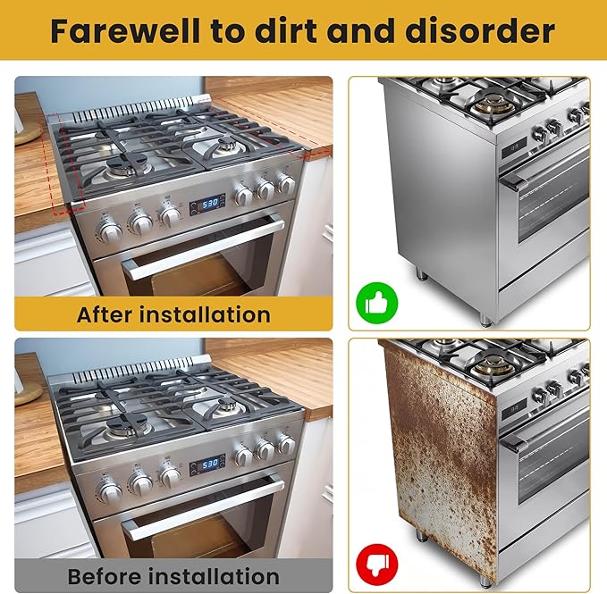 Stainless Steel Stove Gap Covers - 316 Stove Gap Filler, Easy retractable Length 13.8" to 27.5", Width 0.79", Heat Resistant Guard Between Stove Top & Counter, 2 Pck