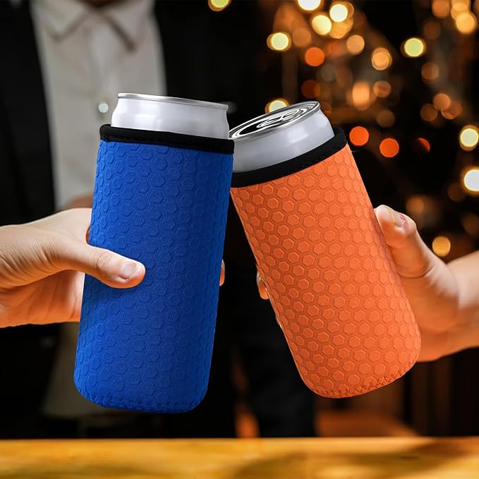 5 Pcs Insulated Slim Can Sleeve, Reusable Skinny Tall Can Cooler Sleeves, Non-slip Neoprene Beer Bottle Cover Holder for 12oz Slim Can Soda and Beer (Colorful1)