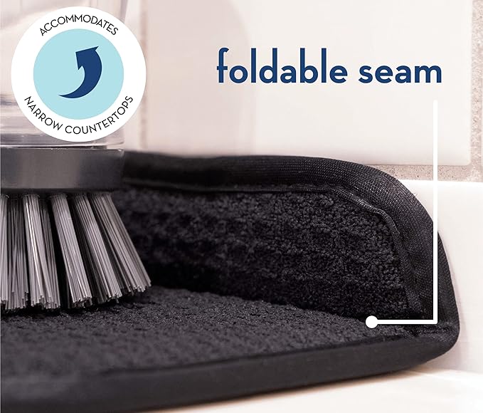S&T INC. Microfiber Kitchen Faucet Sink Mat Drip and Splash Catcher with Snap Fastener, Absorbent and Reversible, 15 Inch x 5.5 Inch, Black