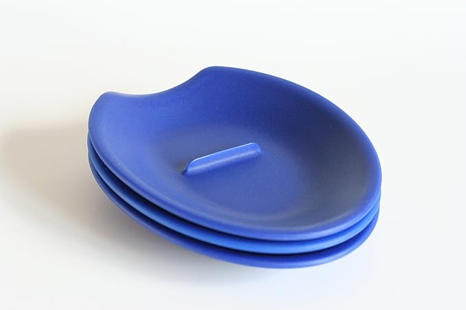 THE ORIGINAL Crack'em Egg Cracker & Spoon Rest (Blue 3-Pack) - Perfectly Cracks Eggs & Contains Messes - Easy to Use & Clean - Great for Kids - Prevents Broken Yolks