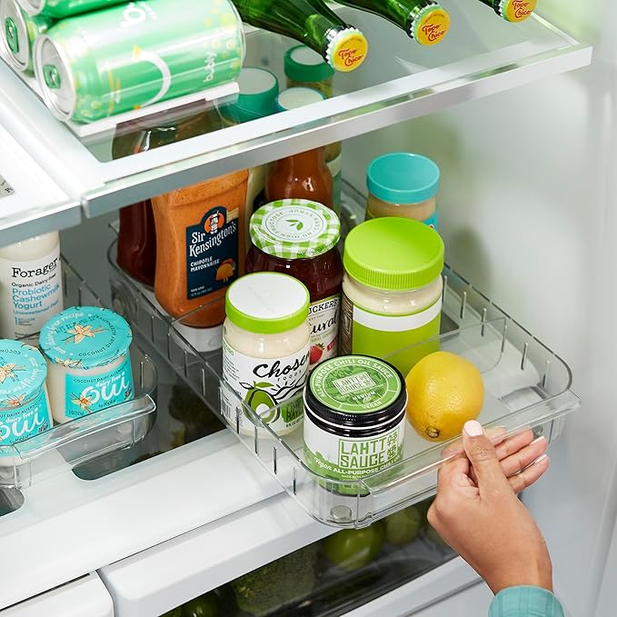 YouCopia RollOut Fridge Caddy BPA-Free Clear Rolling Refrigerator Organizer Bin with Adjustable Dividers and Handles,9" Wide,(Pack of 6)