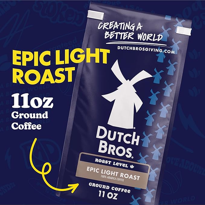 Dutch Bros® Epic Light Roast, Ground Coffee, Bagged 11oz (Pack of 2)