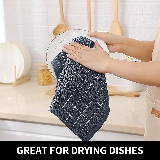 Homaxy 100% Cotton Terry Kitchen Dish Cloths, Ultra Soft and Absorbent Dish Towels for Kitchen, Suitable for Drying and Washing Dishes, 12 Pack, 12 x 12 Inches, Multiple Color