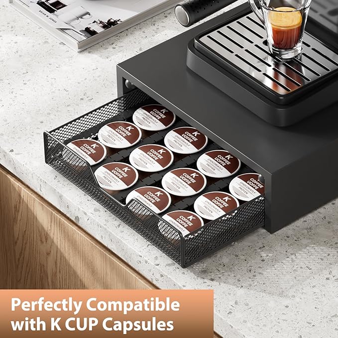 ECOLOVI Nespresso Pods Holder, K Cup Holder, Coffee Pod Holder Organizer Compatible with Nespresso Vertuo Capsules, Holds 60 Small or 40 Large Pods, Black