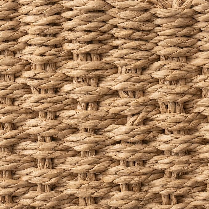 LA JOLIE MUSE Small Wicker Baskets for Organizing, Recycled Paper Rope Storage Basket Container Bins for Shelves Bathroom Cupboards Drawer, Decorative Square Basket Organizer Set of 3