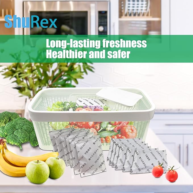 12 Pack Produce Saver Refills Kit for OXO GreenSaver Produce Keepers and Crisper Inserts, Keep Fruits Veg Fresh, Also Compatible with Bluapple Produce Freshness Saver Balls and other Produce Savers