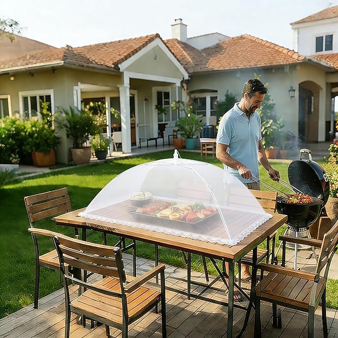 HBlife Inflatable Serving Bar with Jumbo Mesh Food Cover, Party Supplies for Picnics BBQ Gathering, 3 Inflatable Cooler, 3 Large Food Tents Food Covers for Outside