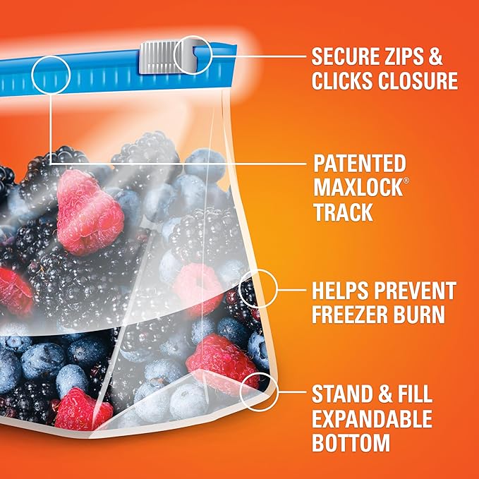 Hefty Slider Freezer Kitchen Storage Bags, Gallon Size, 56 Count (Pack of 4)
