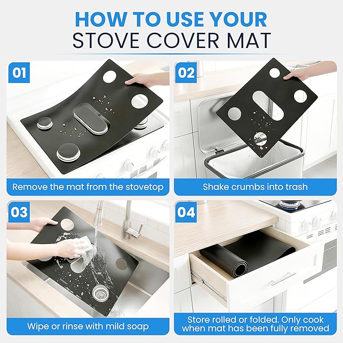 – Premium 3Packs Stove Protector for Samsung Gas Range Cooking [24.4in x 16.34in] Gap Cover Hob 5 Burners Liners Guard Easy Wipe Protectors Cooktop Mat Tapete Decals Cubiertas Accessories