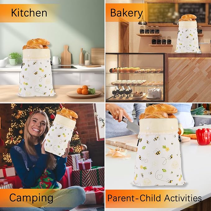 Removable Beeswax Bread Bags for Sourdough & Homemade Bread - Detachable Liner for Easy Cleaning & Drying | 2 Pack XL Reusable | Eco Cotton/Linen Storage