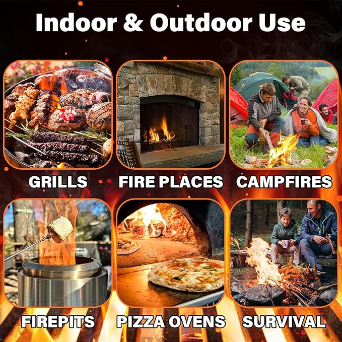 HGD Natural Fire Starters (64 Pcs) - Waterproof & Odorless Charcoal Starters for Fireplace, Campfire, BBQ, Grill, Fire Pit, Wood & Pellet Stove, Chimney, Pizza Oven & Smoker - Indoor & Outdoor Use