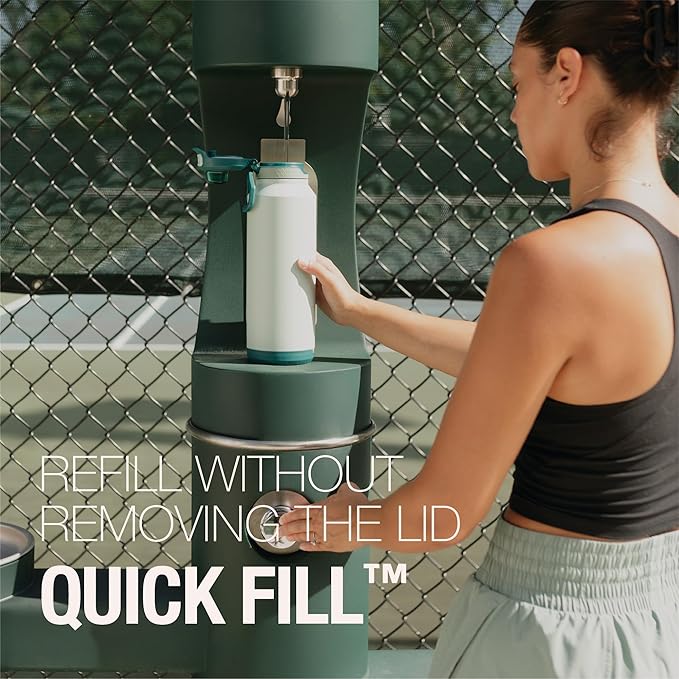 ZULU Powerfill Pro 32oz Stainless Steel Water Bottle with Quick Fill Lid, Triple Walled Vacuum Insulated Metal, Leak Proof Locking Lid, Sip and Chug, Reusable BPA Free, Evergreen