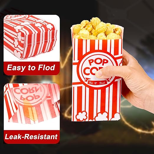 Homrelaxy 800 Pcs Paper Popcorn Bags, 1 oz Popcorn Bags Individual Servings, Bulk Pop Corn Sleeves for Pop Corn Machine, Movie Night, Cinema, Carnival, Party, Concessions