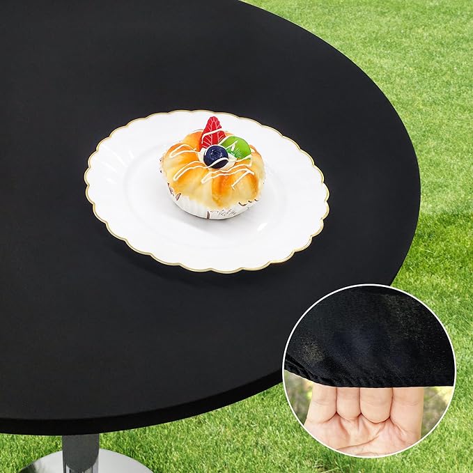 Small Round Fitted Table Cover Cocktail Table Topper Cap Elastic Tablecloth Stretch Spandex Tables Cloth for Bar Pub Party Black 24 Inch