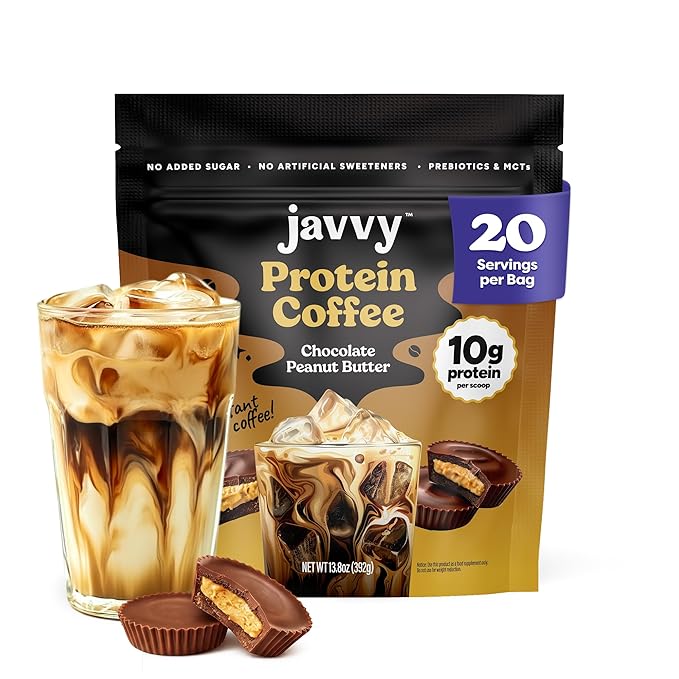 Chocolate Peanut Butter Protein Iced Coffee - Premium Whey Protein & Instant Iced Coffees - 100% Natural Cold Brew - Zero Artificial Flavors & Sweeteners, 80 mg Caffeine, No Added Sugar, 20 Servings
