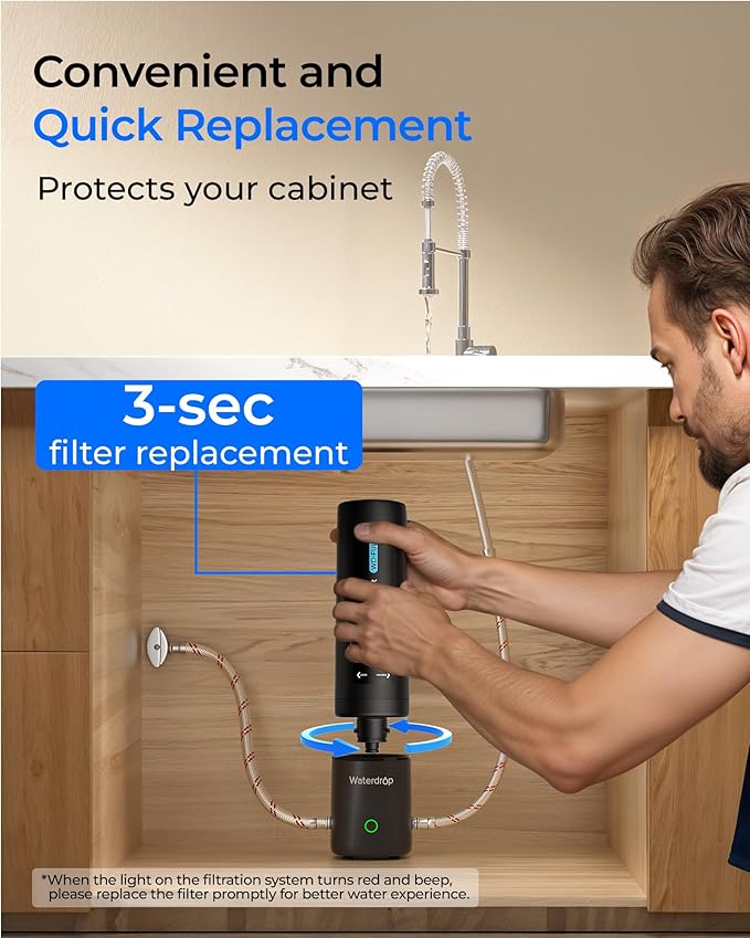 Waterdrop FUL12 Water Filter Replacement for Waterdrop 10UA PRO/10UB PRO/UL12A/UL12B Under Sink Water Filter, Reduces PFAS, PFOA/PFOS, Lead, Chlorine, Bad Taste & Odor (NOT Replacement for 10UA/10UB)