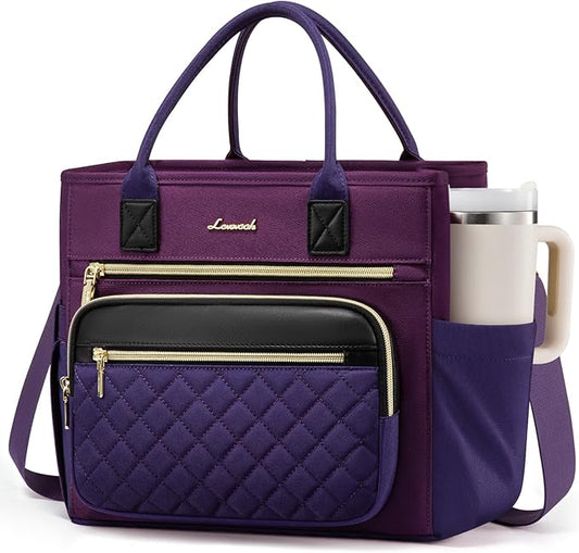 LOVEVOOK Insulated Lunch Bag Women,Wide Opening Adult Lunch Box Women with Cup Holder,Large Leakproof Cooler Bag for Work Picnic Beach Family College Mom,Lunch Teacher Breast Pump Diaper Tote Bag