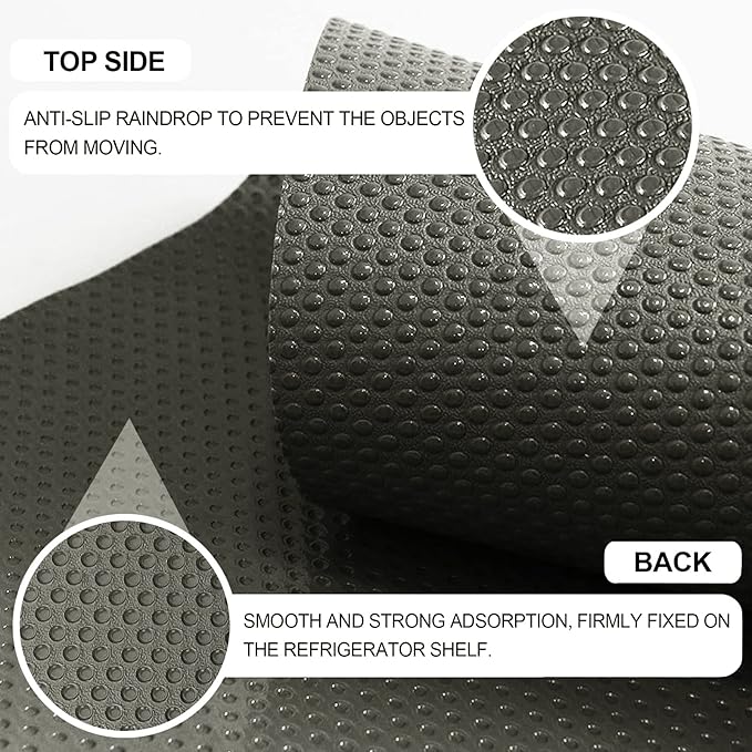 8 Pcs Refrigerator Liners Mats Washable, Refrigerator Mats Liner Waterproof Oilproof, Shinywear Fridge Liners for Shelves, Cover Pads for Freezer Glass Shelf Cupboard Cabinet Drawer (8 Black)