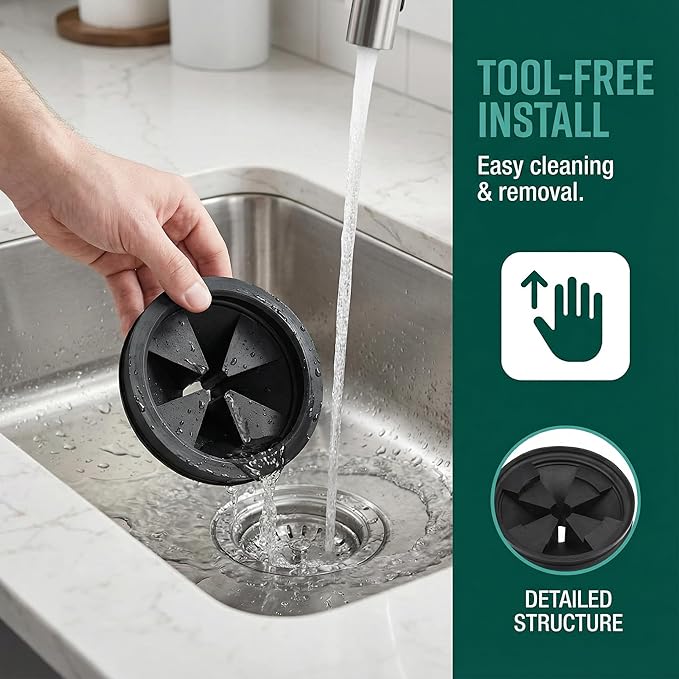 Garbage Disposal Splash Guards 3 3/8" Sink Baffle QCB-AM Replacement for InSinkErator Evolution Series,Removable Quiet Collar Drain Plugs, Garbage Disposer Accessories