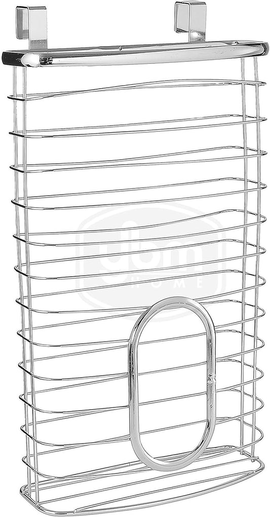 YBM HOME Plastic Bags Container and Dispenser for Grocery Bags, Metal Over The Cabinet Door Storage Bags Holder Organizer Holds Up to 50 Plastic Shopping Bags, Silver(6-Pack)
