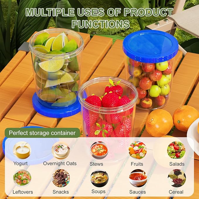 6 Pack-34oz Reusable Freezer Storage Containers, [STURDIER and MORE DURABLE] Airtight Plastic Food Storage Containers with Twist Top Lids, |BPA Free| Stackable | Leakproof| Microwave/Dishwasher Safe