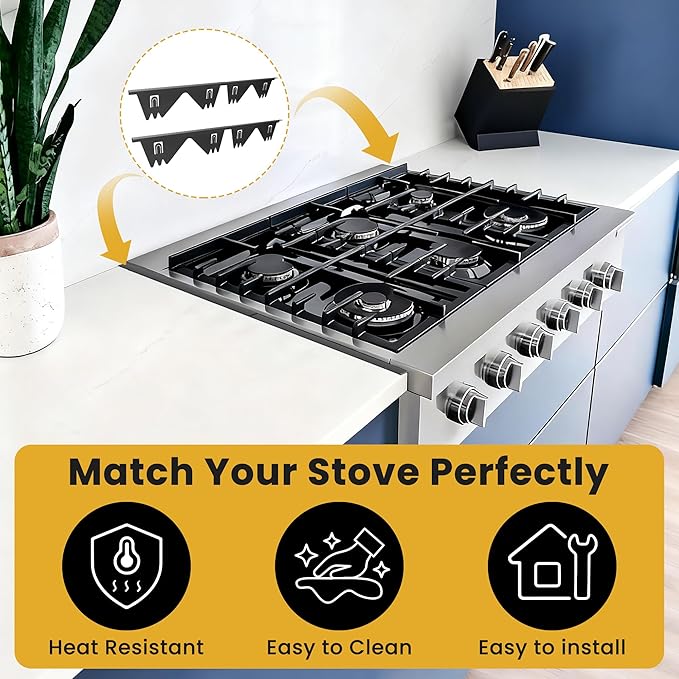 Stainless Steel Stove Gap Covers - 316 Stove Gap Filler, Easy retractable Length 13.8" to 27.5", Width 0.79", Heat Resistant Guard Between Stove Top & Counter, 2 Pck