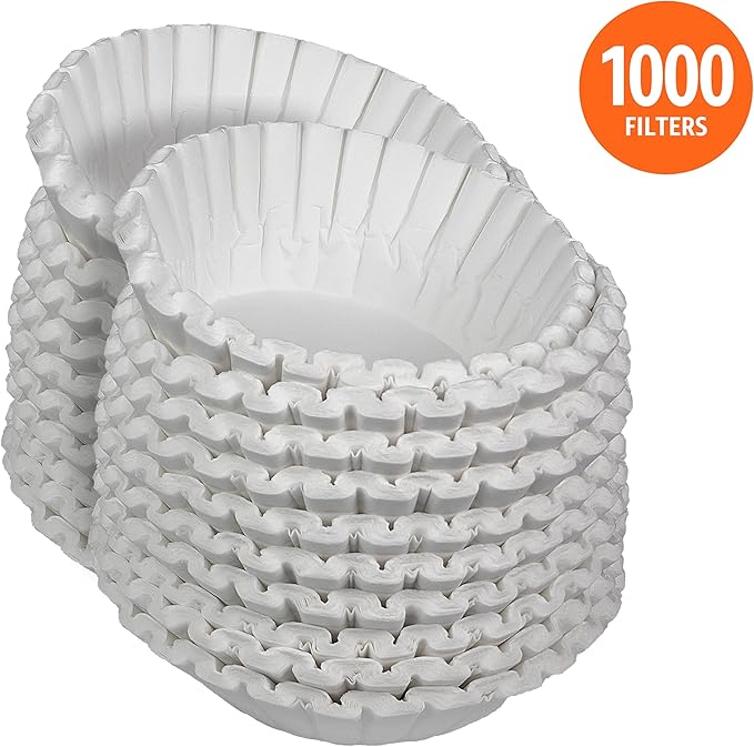 Amazon Basics Commercial 12-Cup Basket Coffee Filters, 1000 Count, Fits Bunn and Most Basket-Style Coffeemakers, White